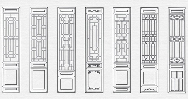 泗县常用中式仿古花窗图案隔断设计图