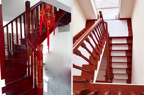 泗县自建别墅中式实木楼梯全屋定制设计效果图